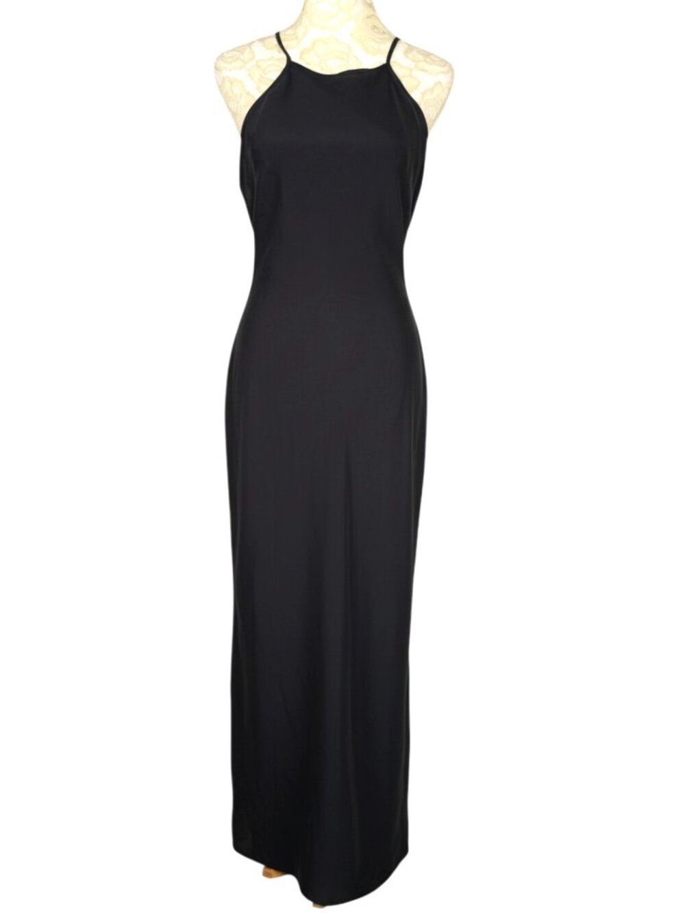 MNG Mango Slip Dress Maxi Halter Black 4 NWOT